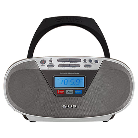 AIWA CDT-200 Boombox – CD, Bluetooth, USB & radio FM, argent