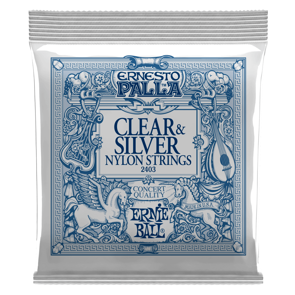 Ernie Ball Ernesto Palla Clear & Silver Cordes de Guitare (Klassisk)