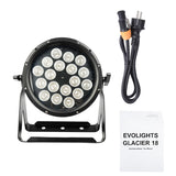 Evolights Glacier 18 LED PAR IP65 – 18x12W RGBWA-UV Stage Spot