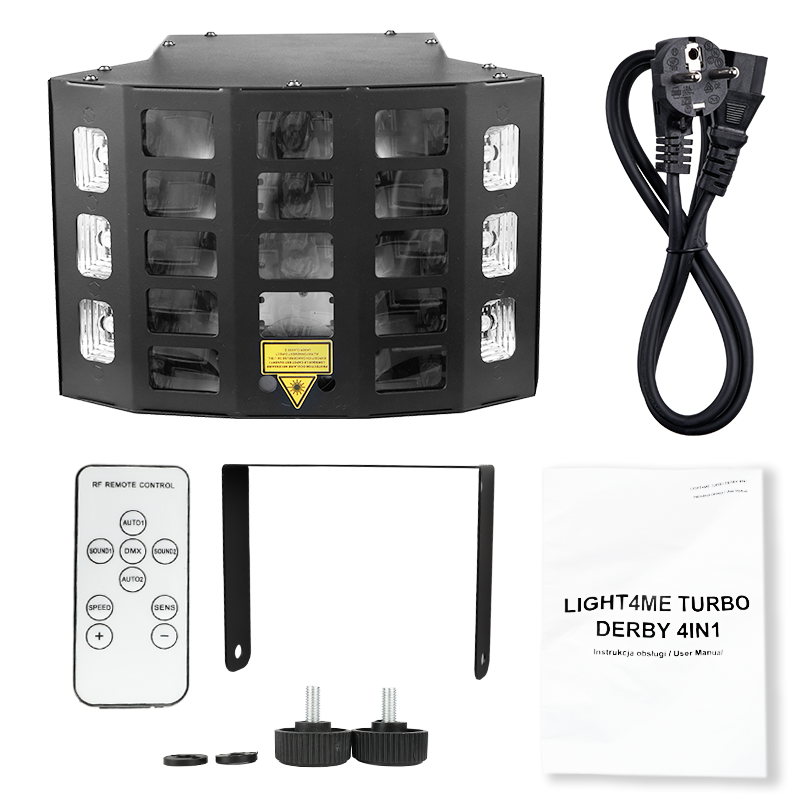 Light4Me Turbo Derby 4-en-1 – RGBW, UV, strobe & laser