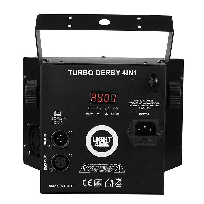 Light4Me Turbo Derby 4-en-1 – RGBW, UV, strobe & laser