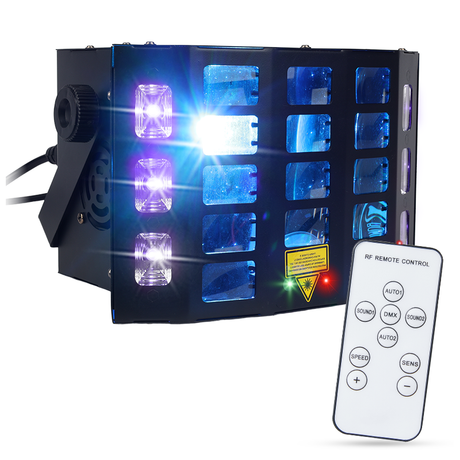 Light4Me Turbo Derby 4-en-1 – RGBW, UV, strobe & laser