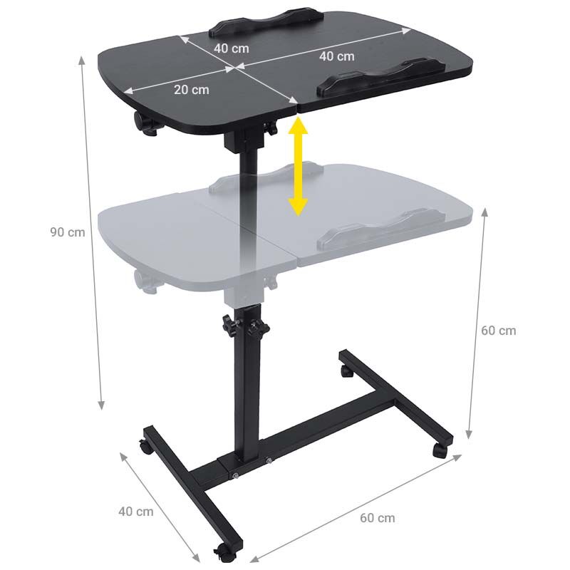 Table pour ordinateur portable réglable à roulettes