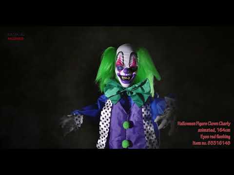 Halloween-figur klovnen Charly, animeret, 162 cm
