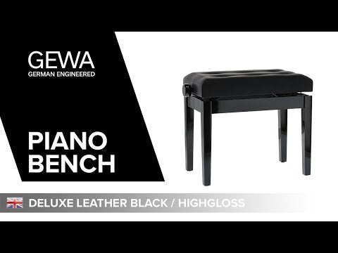 GEWA Piano bench Deluxe Leather Black, Highgloss - Black cover made of artificial leather