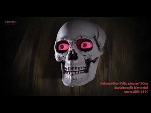 Halloween spøgelseskiste med kranie, animeret, 150 cm