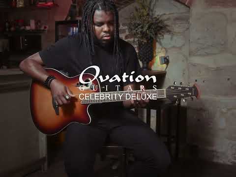 Ovation E-Acoustic Guitar Celebrity Elite Deluxe Deep Contour - Black Satin (CDX40-5-G)