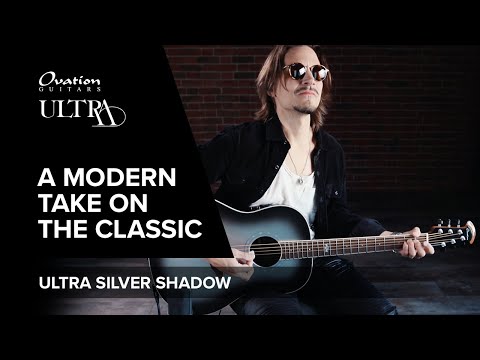 Ovation E-Acoustic Guitar Pro Series Ultra Mid-Depth Non-Cutaway - Silver Shadow (1516SSM-G)