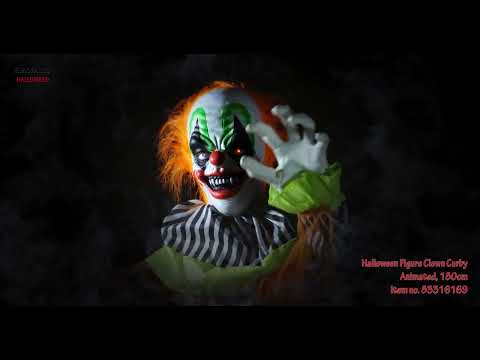Halloween-figur klovnen Curby, animeret, 155 cm