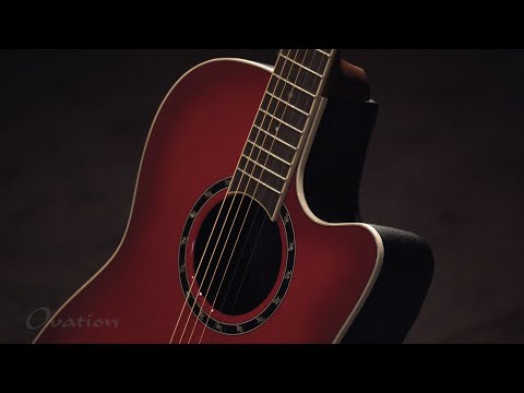 Ovation E-Acoustic Guitar Standard Balladeer Deep Contour Cutaway - Cherry Cherry Burst (2771AX-CCB-G)