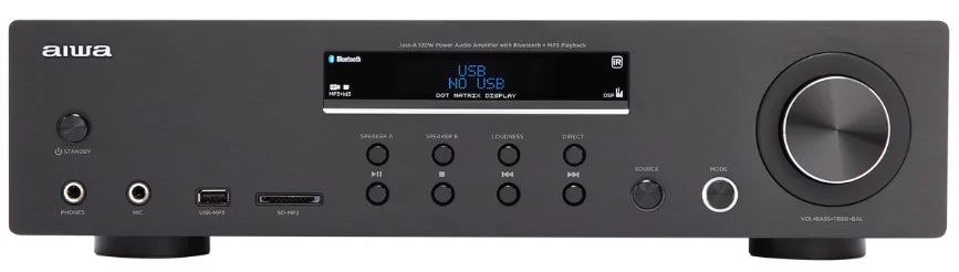 AIWA AMT-130 Forstærker Sort – 120W, Bluetooth & Phono