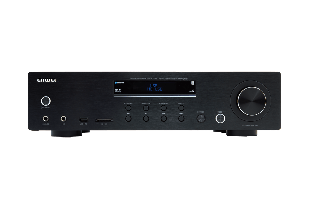 AIWA AMT-130 Forstærker Sort – 120W, Bluetooth & Phono