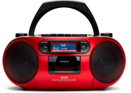AIWA RC-300 Boombox avec CD, cassette, DAB+, Bluetooth et USB, rouge