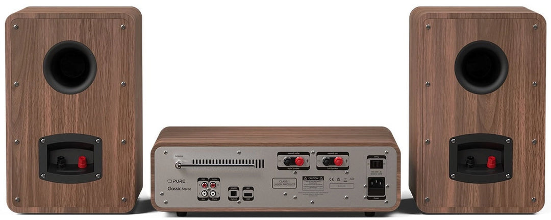 Pure Classic Système stéréo Hi-Fi – DAB+, CD, Bluetooth, 100W, Noyer