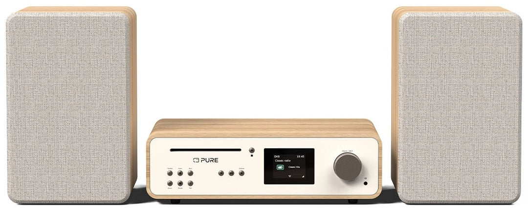 Pure Classic Système stéréo Hi-Fi – DAB+, CD, Bluetooth, 100W, chêne