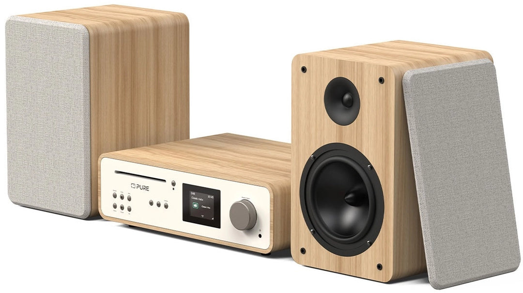 Pure Classic Système stéréo Hi-Fi – DAB+, CD, Bluetooth, 100W, chêne