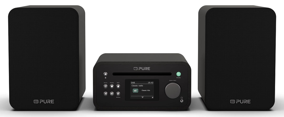 Pure Classic Stereo Mini système Hi-Fi – DAB+, CD, Bluetooth, 40W, Noir