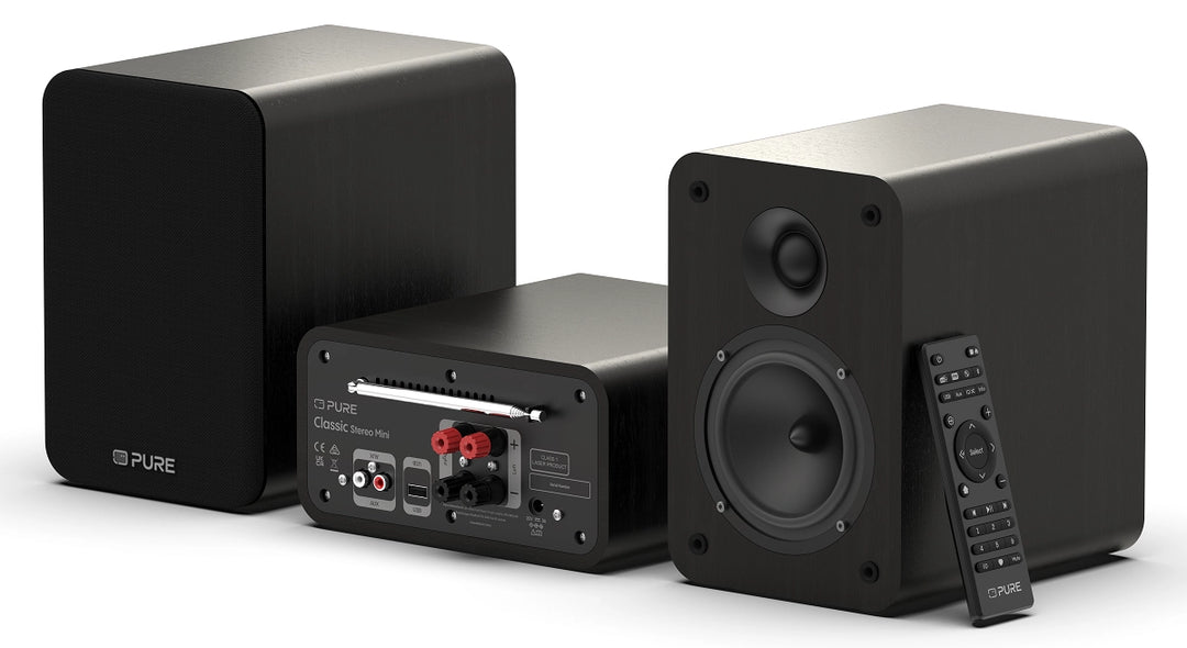 Pure Classic Stereo Mini système Hi-Fi – DAB+, CD, Bluetooth, 40W, Noir