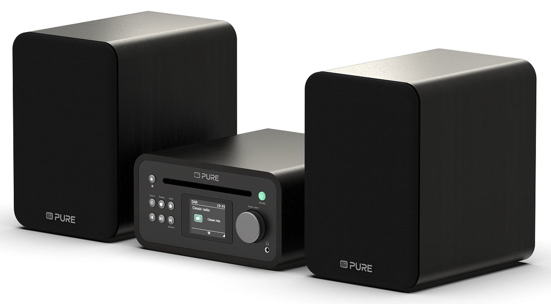Pure Classic Stereo Mini système Hi-Fi – DAB+, CD, Bluetooth, 40W, Noir