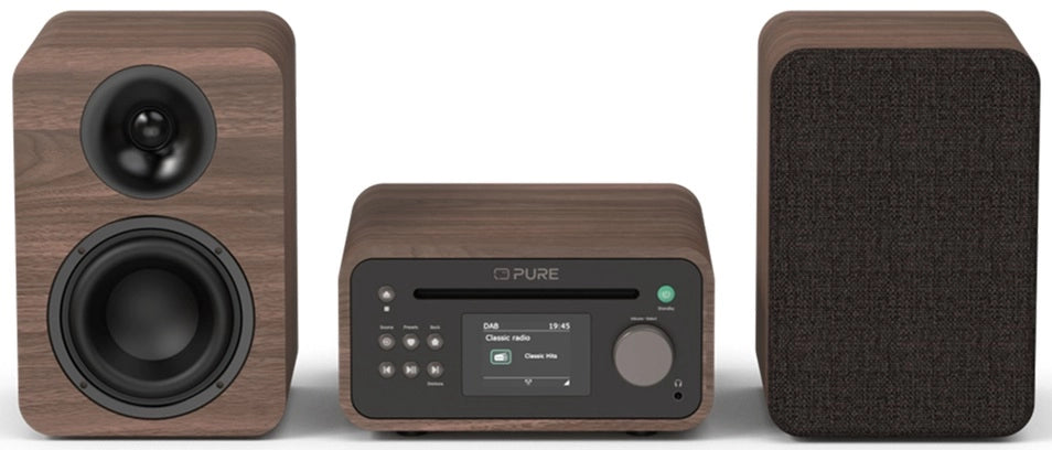 Pure Classic Système Mini Hi-Fi stéréo – DAB+, CD, Bluetooth, 40W, noyer