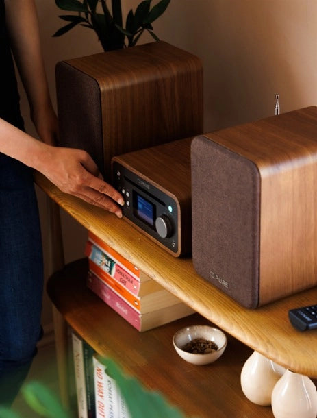 Pure Classic Système Mini Hi-Fi stéréo – DAB+, CD, Bluetooth, 40W, noyer