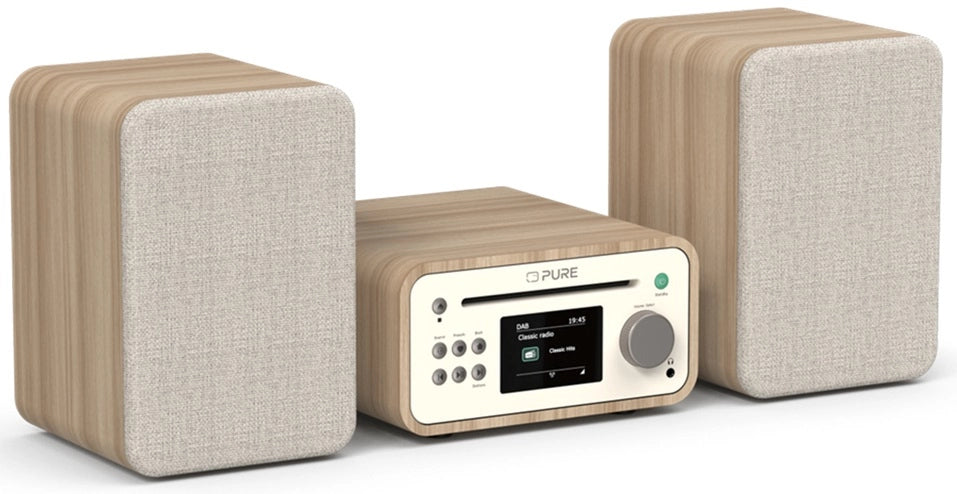 Pure Classic Système stéréo Mini Hi-Fi – DAB+, CD, Bluetooth, 40W, bois de chêne