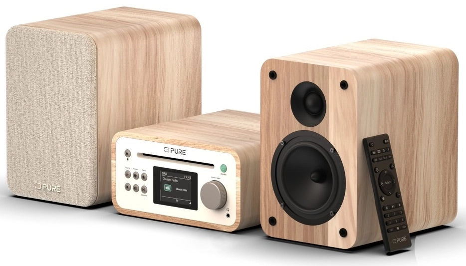 Pure Classic Système stéréo Mini Hi-Fi – DAB+, CD, Bluetooth, 40W, bois de chêne