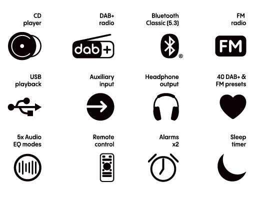 Pure Classic Stereo Mini Hi-Fi System – DAB+, CD, Bluetooth, 40W, Oak