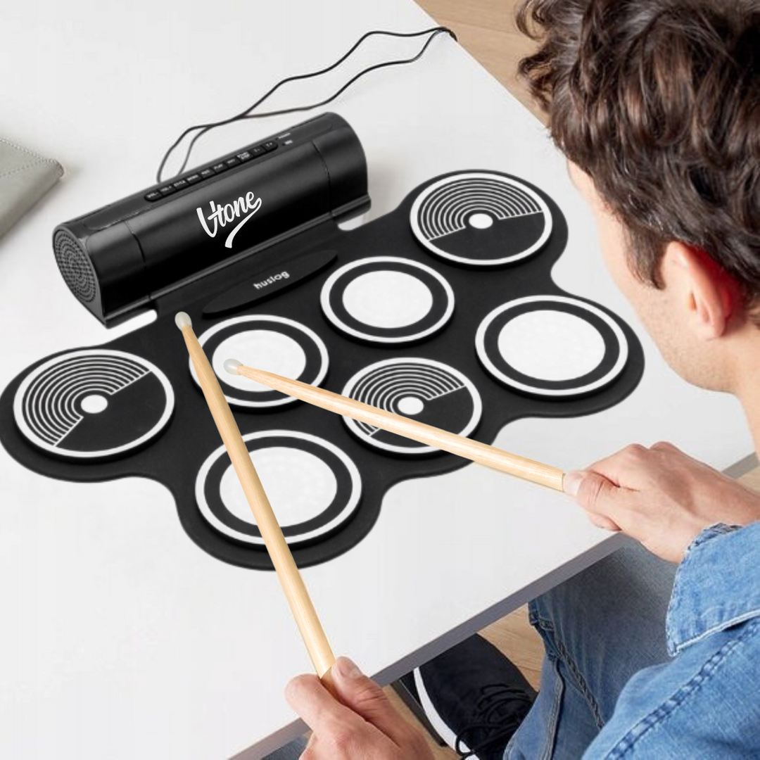 V-TONE RD7 Elektronisk Trommesæt – Roll-Up Drum Kit med 7 Pads, Pedaler og Højtalere