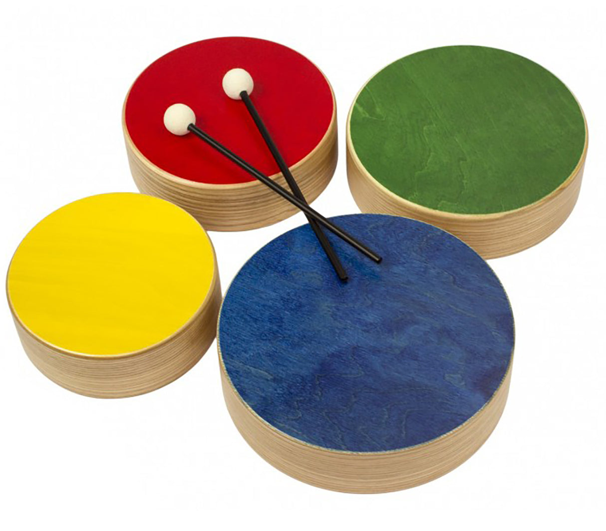 Wooden drum set for children, multicoloured