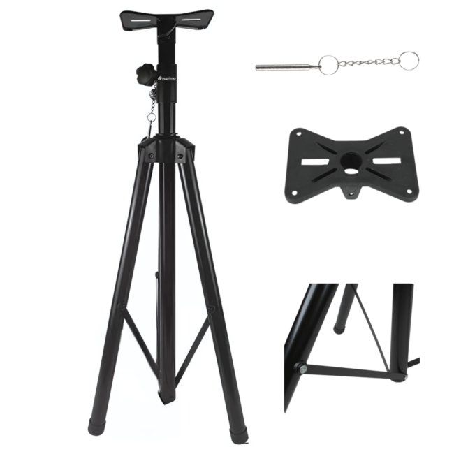Stand d’enceinte Tripode noir avec goupille de sécurité