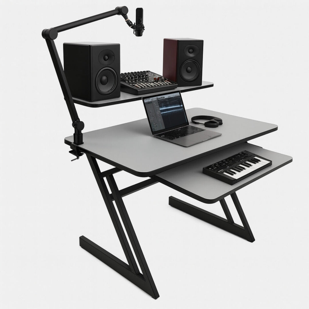 Bureau d’étude avec étagères et extension pour keyboard (120 cm)