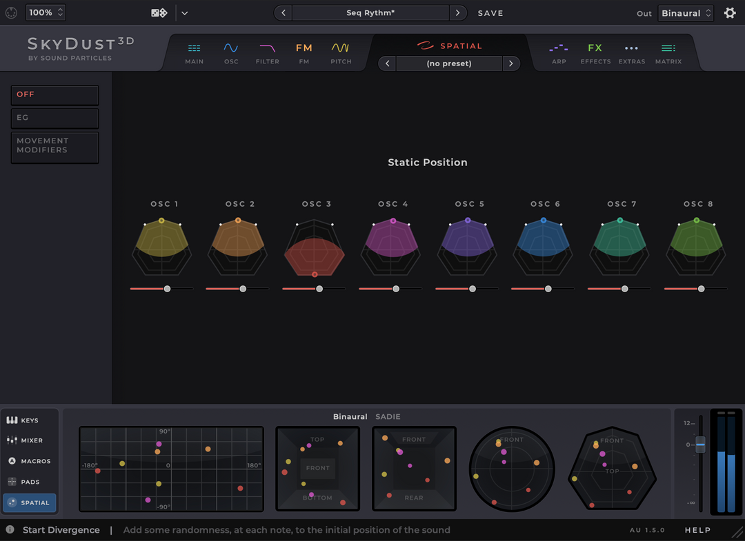 SkyDust Synthé stéréo et binaural