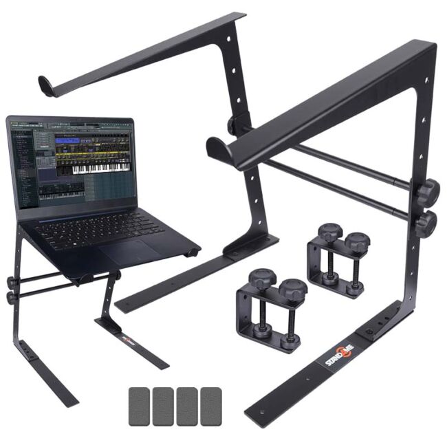 Support pour ordinateur portable avec éléments de montage – réglable pour 12–17", Noir