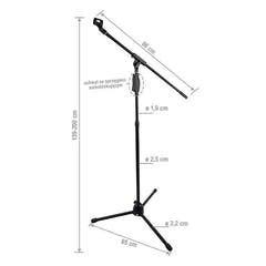 Pied de microphones avec bras articulé – réglable de 139 à 200 cm
