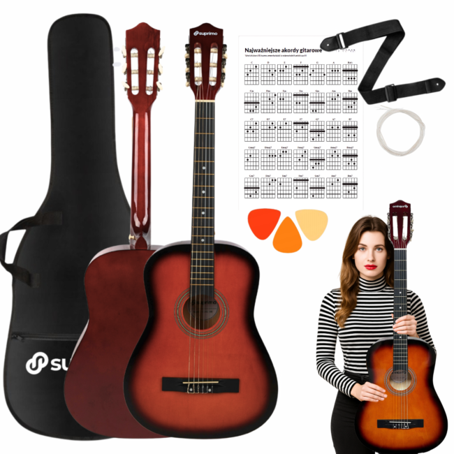 SUPRIMO CGS2 SB ensemble de guitare classique 4/4, sunburst