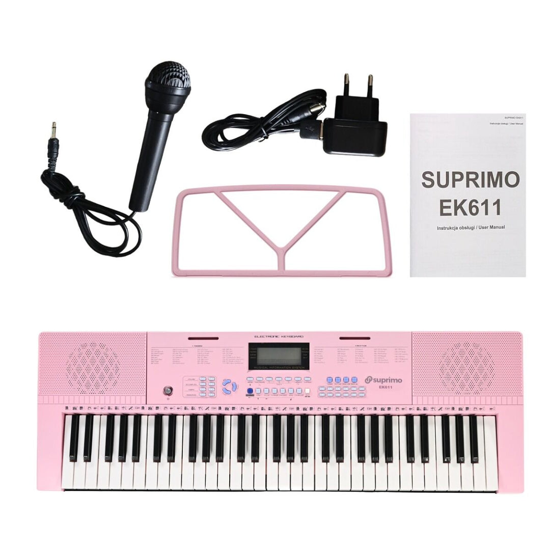 SUPRIMO Craviers 61 touches Pink avec Microphones et pupitre