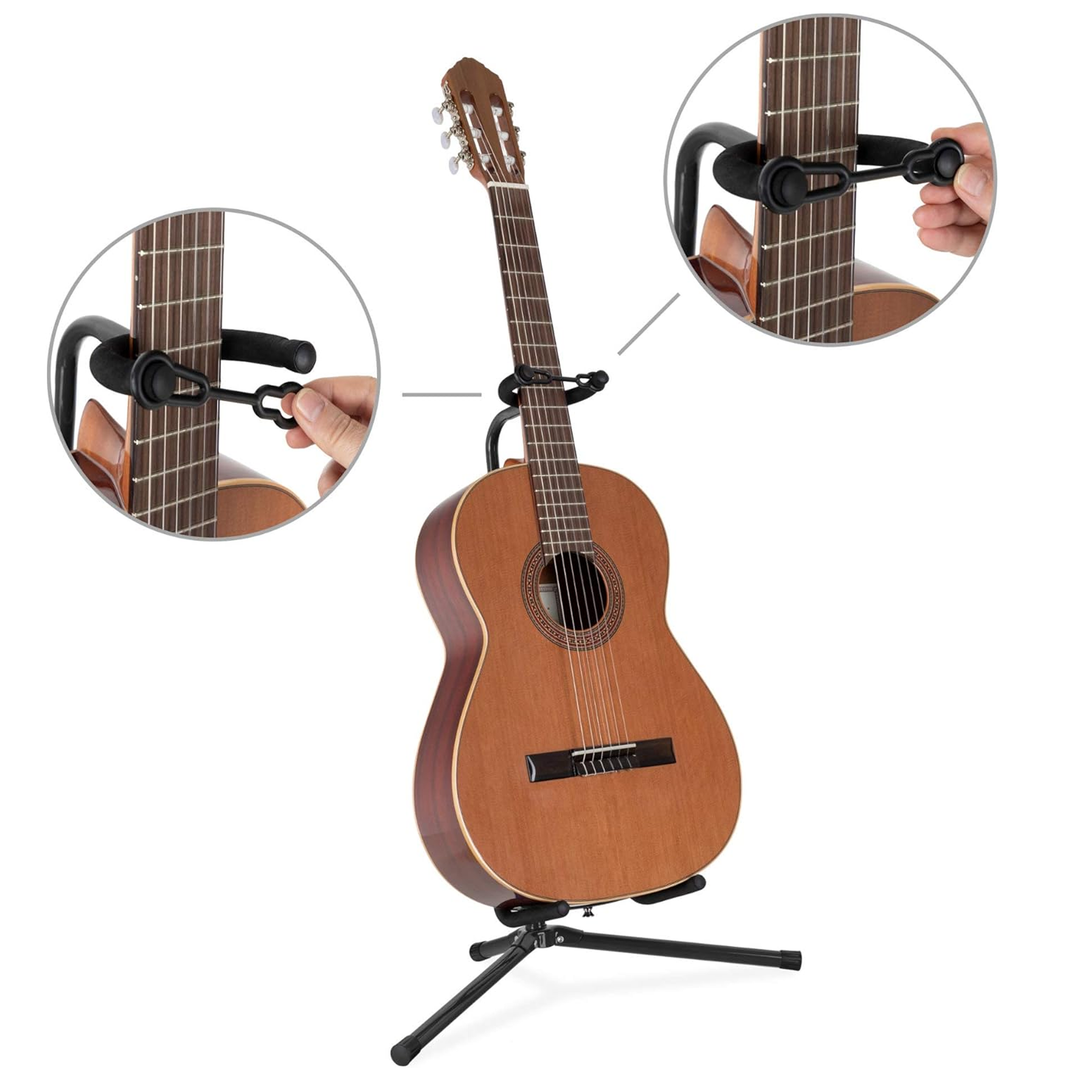 Support de guitare pliable 62-74 cm avec sangle de sécurité