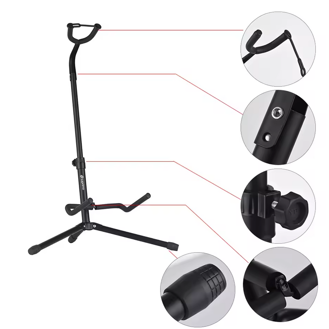 Support de guitare pliable 62-74 cm avec sangle de sécurité