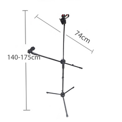 Pied de microphone avec bras articulé, support pour smartphone et col de cygne