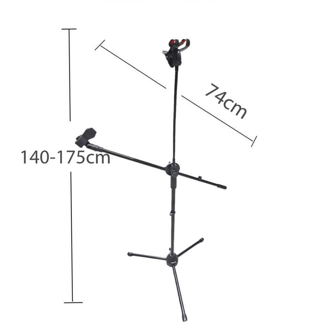 Pied de microphone avec bras articulé, support pour smartphone et col de cygne