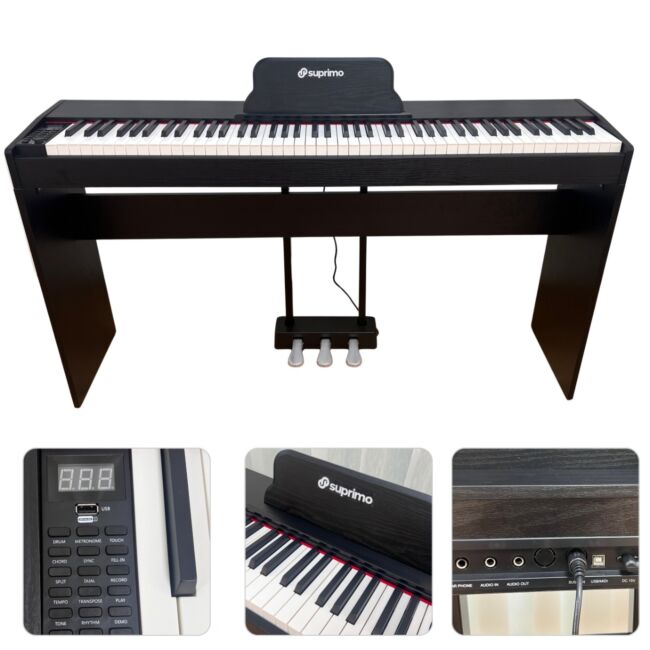 Suprimo SDP88 BK Piano numérique 88 avec touches lestées, Noir