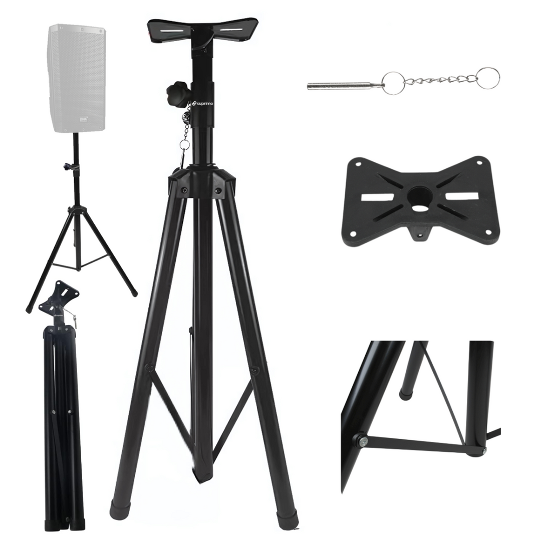 Stand d’enceinte Tripode noir avec goupille de sécurité