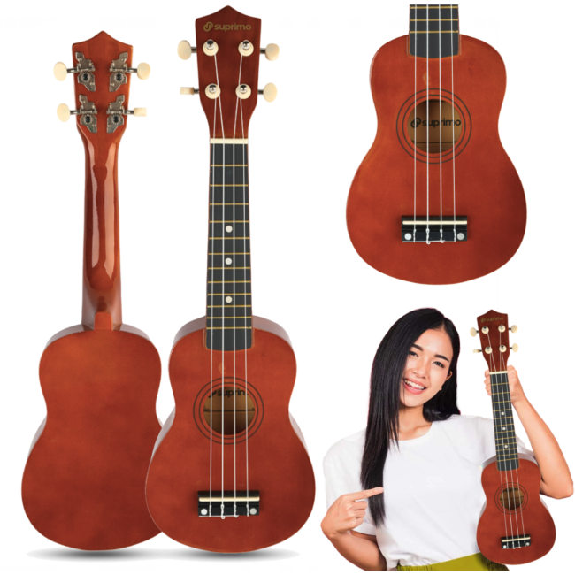 Ukulélé soprano, bois foncé