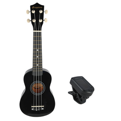 Set d’Ukulélés avec étui, accordeur et accessoires, noir
