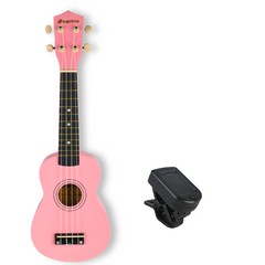 Set de ukulélé avec étui, accordeur et accessoires, rose