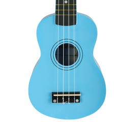 Set de ukulélés avec étui, accordeur et accessoires, bleu