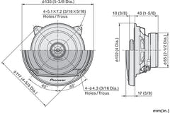 Pioneer TS-A1081F 2-way Car Speakers (10cm, 4")