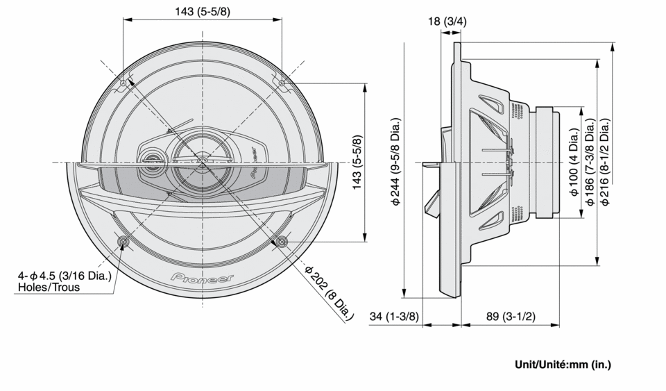 Pioneer TS-A2013i Haut-parleur 3 voies (500W, 20 cm)