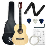 V-Tone CG TWO NT Guitares classique 4/4 Natural, kit de démarrage avec étui et accessoires